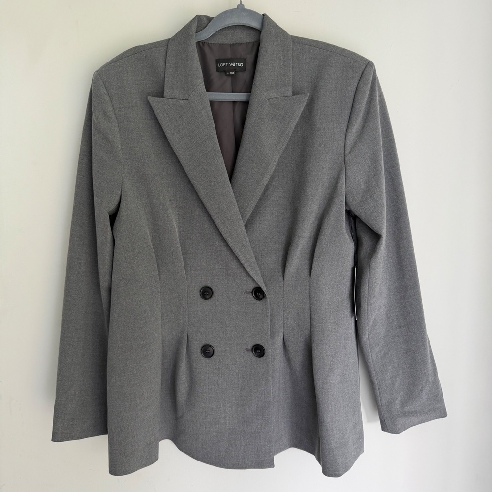 LOFT Versa Seasonless Stretch Double Breasted Blazer Gray Size 6 Career Jacket